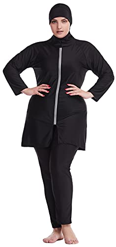 WOWDECOR Muslimische Badeanzüge für Frauen Plus Size, Vollständige Abdeckung Burkini Abnehmbarer Hijab von WOWDECOR