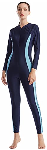 WOWDECOR Muslimischer Einteiliger Badeanzug für Damen Mädchen Volle Abdeckung Burkini, Navy Blue, M von WOWDECOR