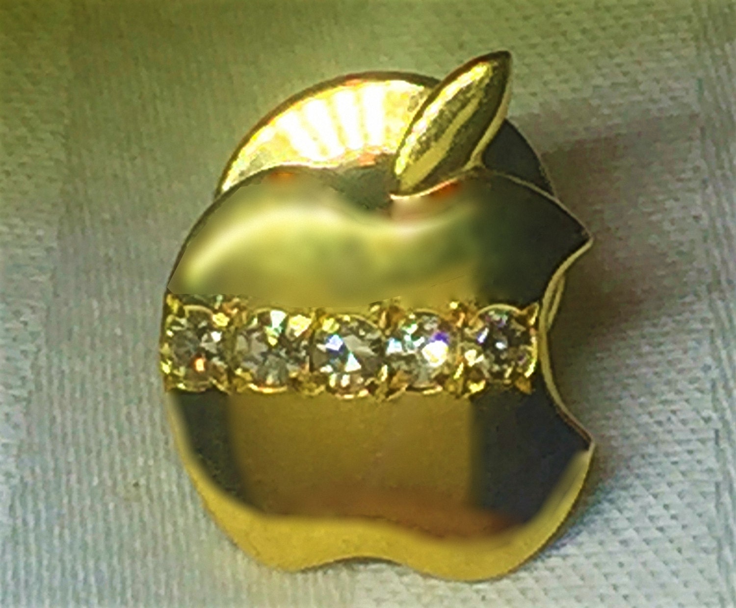 Apple Computer Service Anstecknadel - 18 Karat Gold Mit 5 Vollschliff Diamanten Mint von WOWEEWOWWOW