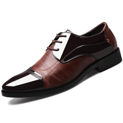 Anzugschuhe Herren Oxford Derby Schuhe Klassischer Männer Businessschuhe Schnürhalbschuhe Herren Lederschuhe Hochzeitsschuhe Lackschuhe für Formale Anlässe (Anzu-15, 47EU) von WOWEI