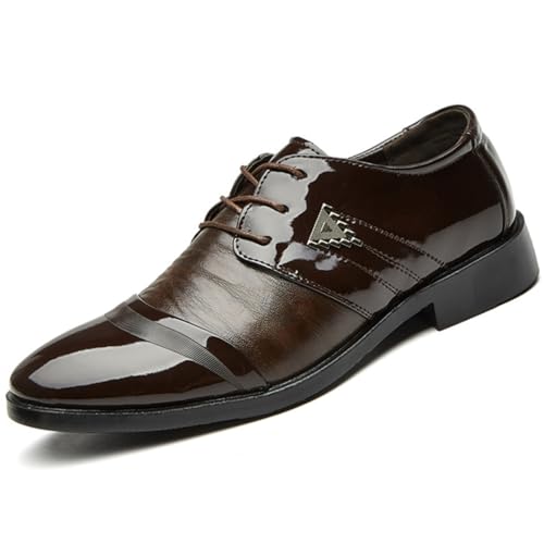 Anzugschuhe Herren Oxford Derby Schuhe Klassischer Männer Businessschuhe Schnürhalbschuhe Herren Lederschuhe Hochzeitsschuhe Lackschuhe für Formale Anlässe (Anzu-8, 46EU) von WOWEI