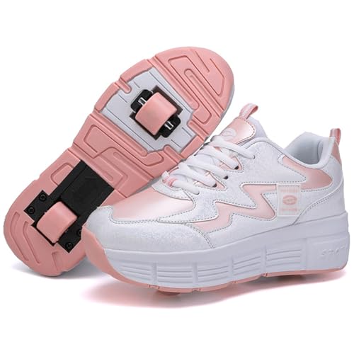 Schuhe mit Rollen für Jungen Mädchen Skateboardschuhe für Kinder Erwachsene Rollschuhe Outdoorschuhe Turnschuhe 2-in-1-Multifunktionsrollschuhe Sneakers Sportschuhe (WOW-V23, 36EU) von WOWEI