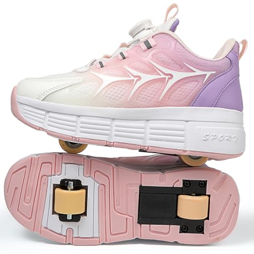 Schuhe mit Rollen für Jungen Mädchen Skateboardschuhe für Kinder Erwachsene Rollschuhe Outdoorschuhe Turnschuhe 2-in-1-Multifunktionsrollschuhe Sneakers Sportschuhe (WOW-V24, 39EU) von WOWEI