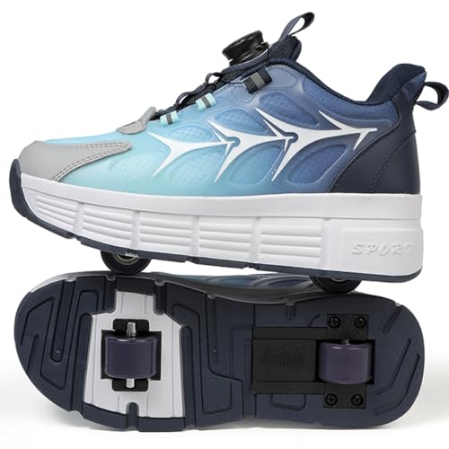 Schuhe mit Rollen für Jungen Mädchen Skateboardschuhe für Kinder Erwachsene Rollschuhe Outdoorschuhe Turnschuhe 2-in-1-Multifunktionsrollschuhe Sneakers Sportschuhe (WOW-V25, 38EU) von WOWEI