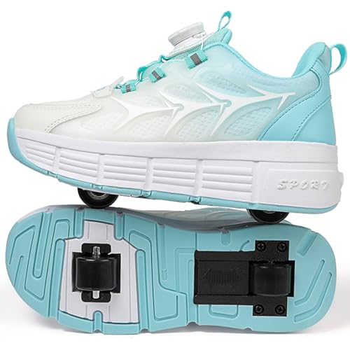 Schuhe mit Rollen für Jungen Mädchen Skateboardschuhe für Kinder Erwachsene Rollschuhe Outdoorschuhe Turnschuhe 2-in-1-Multifunktionsrollschuhe Sneakers Sportschuhe (WOW-V26, 37EU) von WOWEI