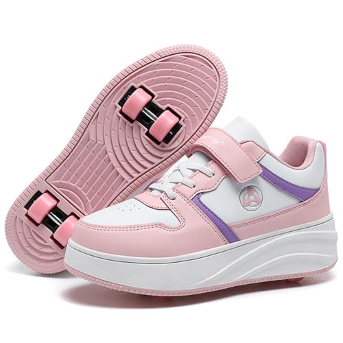 Schuhe mit Rollen für Jungen Mädchen Skateboardschuhe für Kinder Erwachsene Rollschuhe Outdoorschuhe Turnschuhe 2-in-1-Multifunktionsrollschuhe Sneakers Sportschuhe (WOW-V33, 34EU) von WOWEI