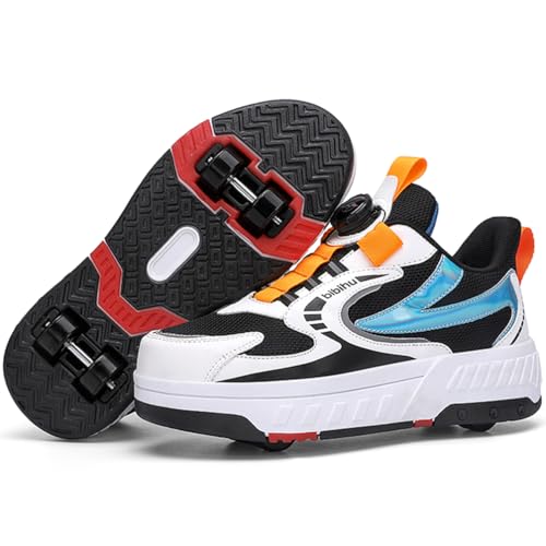 Schuhe mit Rollen für Jungen Mädchen Skateboardschuhe für Kinder Erwachsene Rollschuhe Outdoorschuhe Turnschuhe 2-in-1-Multifunktionsrollschuhe Sneakers Sportschuhe (WOW-V37, 33EU) von WOWEI