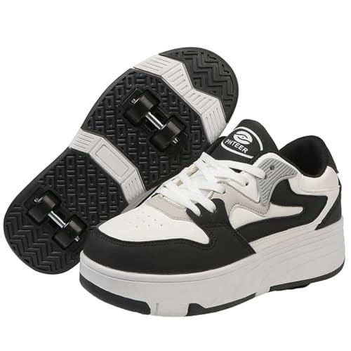 Schuhe mit Rollen für Jungen Mädchen Skateboardschuhe für Kinder Erwachsene Rollschuhe Outdoorschuhe Turnschuhe 2-in-1-Multifunktionsrollschuhe Sneakers Sportschuhe (Wow-V4, 37EU) von WOWEI