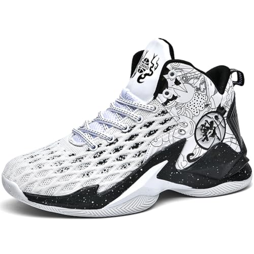 WOWEI Basketballschuhe Herren Leichte Atmungsaktiv Sportschuhe Stoßdämpfung Basketballschuhe Turnschuhe Herren Laufen Trainer Sneaker (AJF-C33, 42EU) von WOWEI