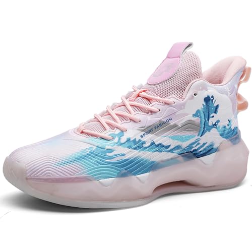 WOWEI Basketballschuhe für Herren Hohe Freizeitschuhe Sportschuhe Stoßdämpfung rutschfeste Basketballschuhe Herren Leichte Turnschuhe Laufschuhe Walkingschuhe Sneaker (Bask-21, 38EU) von WOWEI