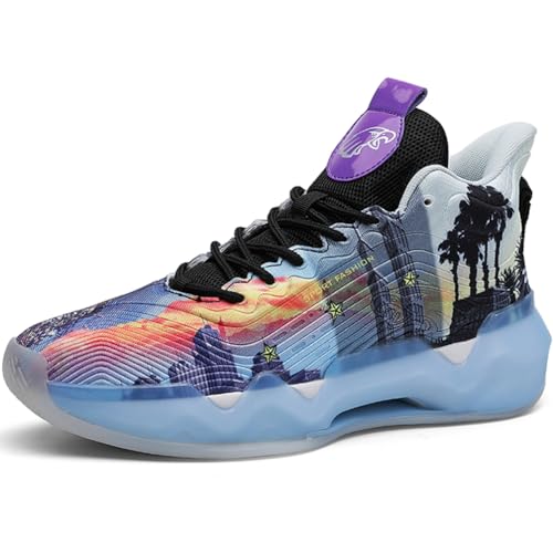 WOWEI Basketballschuhe für Herren Hohe Freizeitschuhe Sportschuhe Stoßdämpfung rutschfeste Basketballschuhe Herren Leichte Turnschuhe Laufschuhe Walkingschuhe Sneaker (Bask-22, 39EU) von WOWEI
