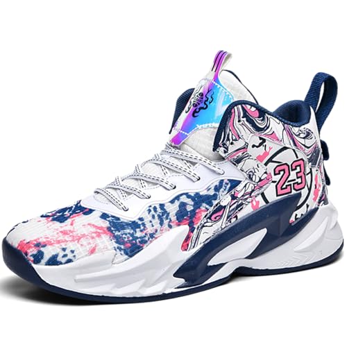 WOWEI Basketballschuhe für Herren Hohe Freizeitschuhe Sportschuhe Stoßdämpfung rutschfeste Basketballschuhe Herren Leichte Turnschuhe Laufschuhe Walkingschuhe Sneaker (Bask-25, 35EU) von WOWEI