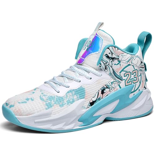 WOWEI Basketballschuhe für Herren Hohe Freizeitschuhe Sportschuhe Stoßdämpfung rutschfeste Basketballschuhe Herren Leichte Turnschuhe Laufschuhe Walkingschuhe Sneaker (Bask-27, 37EU) von WOWEI