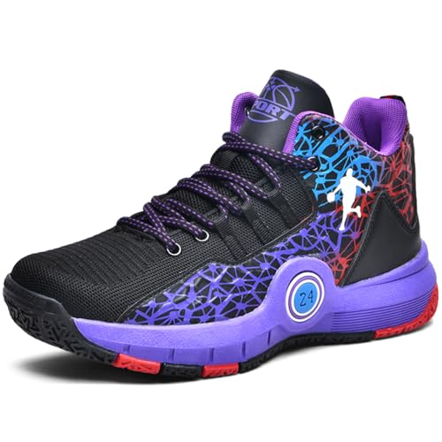 WOWEI Basketballschuhe für Jungen Kinder Sportschuhe Laufschuhe Leicht Anti-Skid Turnschuhe Basketballschuhe für Mädchen Outdoor Gym Sneaker Walkingschuhe Unisex (Bask-J11, 37EU) von WOWEI