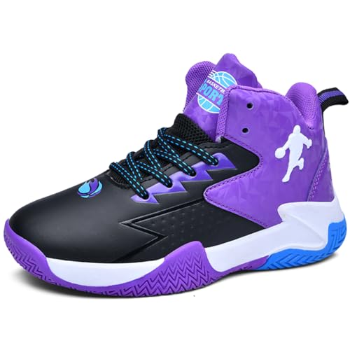 WOWEI Basketballschuhe für Jungen Kinder Sportschuhe Laufschuhe Leicht Anti-Skid Turnschuhe Basketballschuhe für Mädchen Outdoor Gym Sneaker Walkingschuhe Unisex (Bask-J18, 34EU) von WOWEI