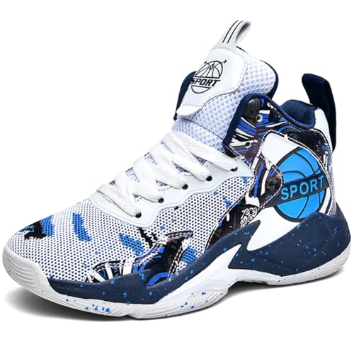 WOWEI Basketballschuhe für Jungen Kinder Sportschuhe Laufschuhe Leicht Anti-Skid Turnschuhe Basketballschuhe für Mädchen Outdoor Gym Sneaker Walkingschuhe Unisex (Bask-J33, 37EU) von WOWEI