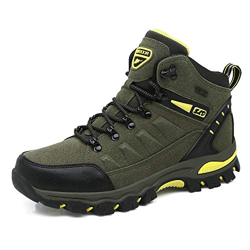 WOWEI Wanderstiefel Wanderschuhe wasserdichte Outdoor Sportlich Gleitsicher Bequem Leicht Bergstiefel Trekking Schuhe Damen Herren Wanderhalbschuhe, Armee Grün-1, 43 EU von WOWEI