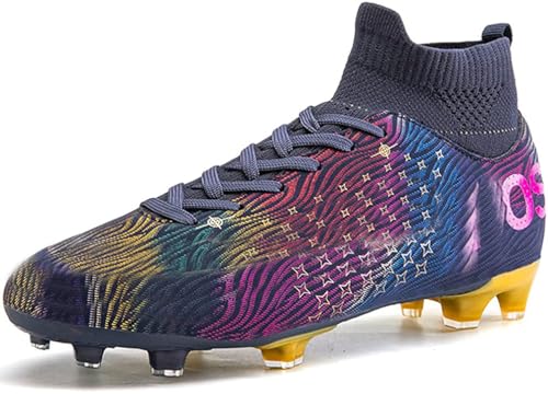 WOWEI Fußballschuhe Herren High Top Spike Cleats Outdoor Athletics Professionelle Fussballschuhe Kinder Trainingsschuhe Fußballschuhe Sportschuhe Wettkampf (FBM-X24, 38EU) von WOWEI