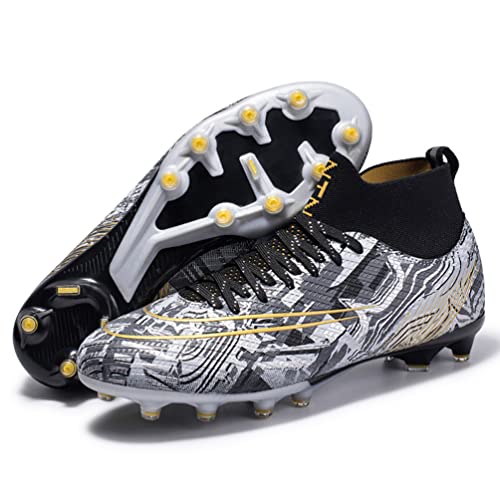 WOWEI Fußballschuhe Herren High Top Spike Cleats Athletics Spikes Professionelle Fußballschuhe Kinder Trainingsschuhe Turnschuhe Sport Fußball Stiefel Wettkampf (Hoch Stil 7, EU34) von WOWEI