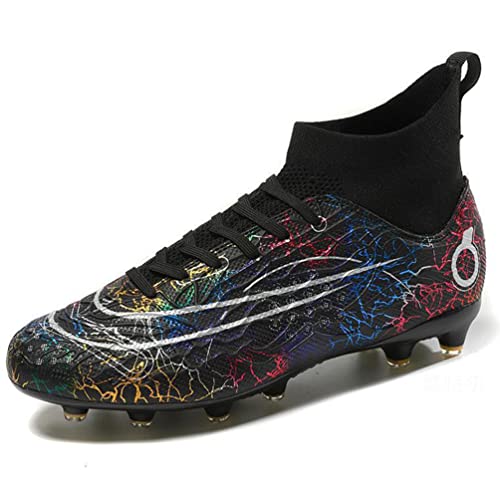 WOWEI Fußballschuhe Herren High Top Spike Cleats Outdoor Athletics Fußballschuhe Kinder Professionelle Trainingsschuhe Sport Fußball Stiefel Wettkampf (8 GT, 33EU) von WOWEI