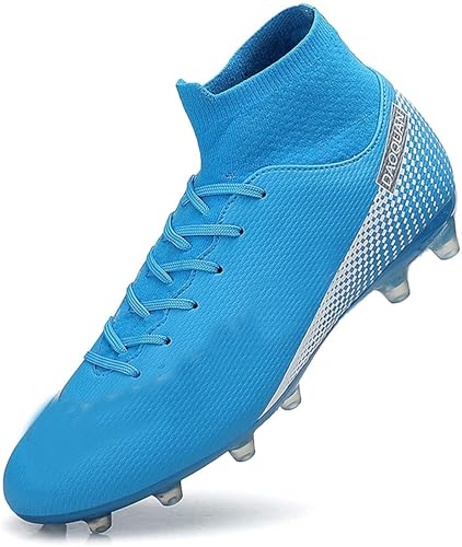 WOWEI Fußballschuhe Herren High Top Spike Cleats Outdoor Athletics Professionelle Fussballschuhe Kinder Trainingsschuhe Fußballschuhe Sportschuhe Wettkampf (FBM-X17, 45EU) von WOWEI
