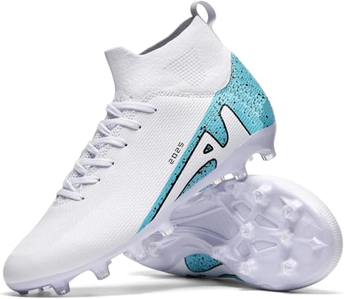 WOWEI Fußballschuhe Herren High Top Spike Cleats Outdoor Athletics Professionelle Fussballschuhe Kinder Trainingsschuhe Fußballschuhe Sportschuhe Wettkampf (IQJ-C17, 39EU) von WOWEI