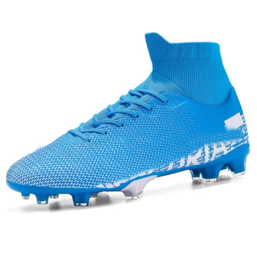 WOWEI Fußballschuhe Herren High Top Spike Cleats Outdoor Athletics Professionelle Fussballschuhe Kinder Trainingsschuhe Fußballschuhe Sportschuhe Wettkampf (IQJ-C5, 39EU) von WOWEI