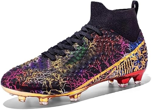 WOWEI Fußballschuhe Herren High Top Spike Cleats Outdoor Athletics Professionelle Fussballschuhe Kinder Trainingsschuhe Fußballschuhe Sportschuhe Wettkampf (IQJ-C8, 45EU) von WOWEI