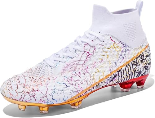 WOWEI Fußballschuhe Herren High Top Spike Cleats Outdoor Athletics Professionelle Fussballschuhe Kinder Trainingsschuhe Fußballschuhe Sportschuhe Wettkampf (IQJ-C9, 38EU) von WOWEI