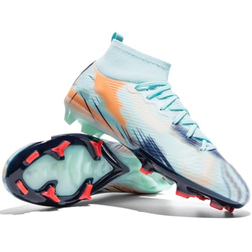 WOWEI Fußballschuhe Herren High Top Spike Cleats Outdoor Athletics Professionelle Fussballschuhe Kinder Trainingsschuhe Fußballschuhe Sportschuhe Wettkampf (MJB-R3, 37EU) von WOWEI