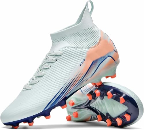 WOWEI Fußballschuhe Herren High Top Spike Cleats Outdoor Athletics Professionelle Fussballschuhe Kinder Trainingsschuhe Fußballschuhe Sportschuhe Wettkampf (QMC-A2, 38EU) von WOWEI