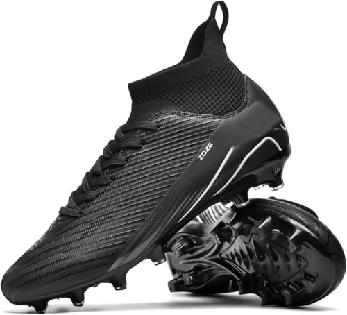 WOWEI Fußballschuhe Herren High Top Spike Cleats Outdoor Athletics Professionelle Fussballschuhe Kinder Trainingsschuhe Fußballschuhe Sportschuhe Wettkampf (QMC-A4, 40EU) von WOWEI