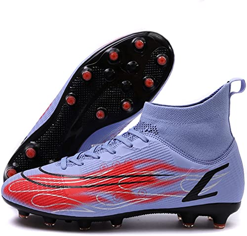 WOWEI Fußballschuhe Herren High Top Stollen Spike Cleats Trainingsschuhe Sport Outdoor Fußballschuhe Kinder Unisex Professionelle Fussballschuhe Sport Fußball Stiefel Wettkampf (34EU) von WOWEI