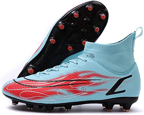 WOWEI Fußballschuhe Herren High Top Stollen Spike Cleats Trainingsschuhe Sport Outdoor Fußballschuhe Kinder Unisex Professionelle Fussballschuhe Sport Fußball Stiefel Wettkampf (39EU) von WOWEI