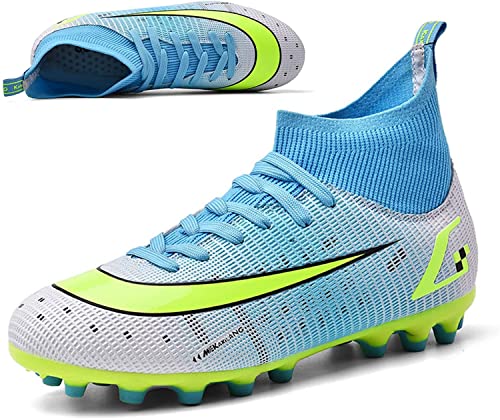 WOWEI Fußballschuhe Herren High Top Stollen Spike Cleats Trainingsschuhe Sport Outdoor Fußballschuhe Kinder Unisex Professionelle Fussballschuhe Sport Fußball Stiefel Wettkampf (39EU) von WOWEI