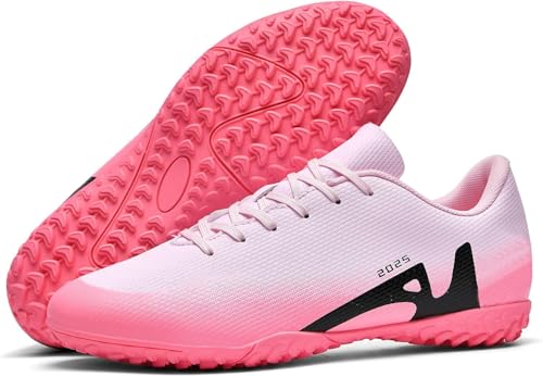 WOWEI Fußballschuhe Herren Spike Microfaser Cleats Professionelle Kunstrasen Fussballschuhe Kinder Jungen Outdoor Athletics Trainingsschuhe Sportschuhe (Rosa-1, 42EU) von WOWEI