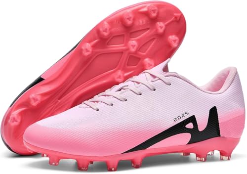 WOWEI Fußballschuhe Herren Spike Microfaser Cleats Professionelle Kunstrasen Fussballschuhe Kinder Jungen Outdoor Athletics Trainingsschuhe Sportschuhe (Rosa-2, 36EU) von WOWEI