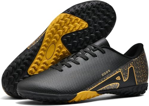 WOWEI Fußballschuhe Herren Spike Microfaser Cleats Professionelle Kunstrasen Fussballschuhe Kinder Jungen Outdoor Athletics Trainingsschuhe Sportschuhe (Schwarz-2, 40EU) von WOWEI