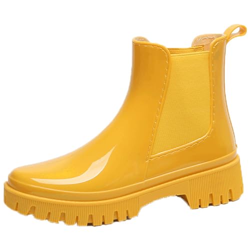 WOWEI Gummistiefel Damen Stiefel Frauen Halbhoch Kurz Regenstiefel Segelstiefel Wasserdicht Winddicht Gummistiefeletten Regenschuhe Anti-Rutsch Halbgummistiefel Gartenschuhe (Chels-13, 40EU) von WOWEI