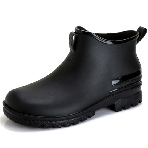WOWEI Gummistiefel Damen Stiefel Frauen Halbhoch Kurz Regenstiefel Segelstiefel Wasserdicht Winddicht Gummistiefeletten Regenschuhe Anti-Rutsch Halbgummistiefel Gartenschuhe (Chels-16, 42EU) von WOWEI