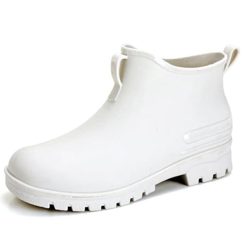 WOWEI Gummistiefel Damen Stiefel Frauen Halbhoch Kurz Regenstiefel Segelstiefel Wasserdicht Winddicht Gummistiefeletten Regenschuhe Anti-Rutsch Halbgummistiefel Gartenschuhe (Chels-17, 41EU) von WOWEI