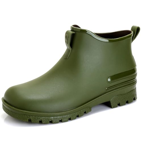 WOWEI Gummistiefel Damen Stiefel Frauen Halbhoch Kurz Regenstiefel Segelstiefel Wasserdicht Winddicht Gummistiefeletten Regenschuhe Anti-Rutsch Halbgummistiefel Gartenschuhe (Chels-19, 41EU) von WOWEI
