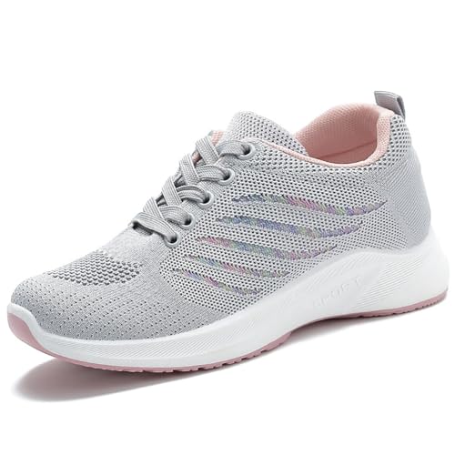 WOWEI Laufschuhe Damen Atmungsaktiv Turnschuhe Damen Schnürer Leichte Straßenlaufschuhe Sportschuhe Stoßfest Walkingschuhe Outdoor Athletisch Sneaker für Gym Jogging (Gym-S36, 39EU) von WOWEI