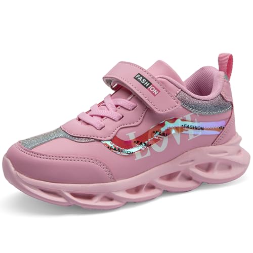 WOWEI Mädchen Turnschuhe Mädchen Sportschuhe Leicht Atmungsaktiv Laufschuhe Kinder Outdoor Fitnessschuhe Sparkle Scales Sneaker Kinderschuhe mit Klettverschluss (WMS-T20, 37EU) von WOWEI