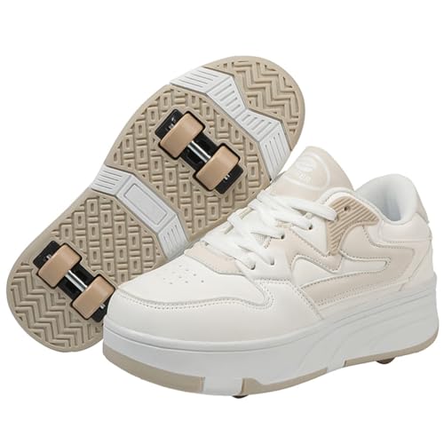 WOWEI Schuhe mit Rollen für Jungen Mädchen Skateboardschuhe Sportschuhe Rollschuhe Kinder Erwachsene 2-in-1-Multifunktionsrollschuhe Sneakers Mit Rollen Outdoorschuhe (BZX-CK1, 34) von WOWEI