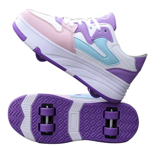 WOWEI Schuhe mit Rollen für Jungen Mädchen Skateboardschuhe Sportschuhe Rollschuhe Kinder Erwachsene 2-in-1-Multifunktionsrollschuhe Sneakers Mit Rollen Outdoorschuhe (BZX-CK3, 31) von WOWEI