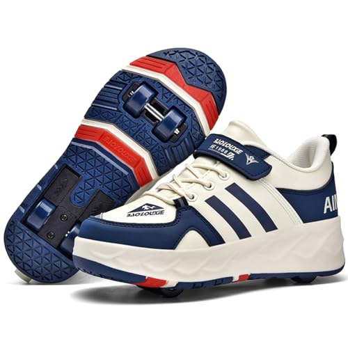 WOWEI Schuhe mit Rollen für Jungen Mädchen Skateboardschuhe Sportschuhe Rollschuhe Kinder Erwachsene 2-in-1-Multifunktionsrollschuhe Sneakers Mit Rollen Outdoorschuhe (BZX-CK8, 33) von WOWEI
