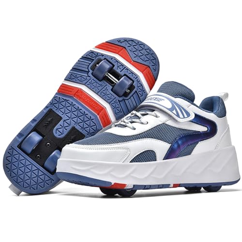 WOWEI Schuhe mit Rollen für Jungen Mädchen Skateboardschuhe Sportschuhe Rollschuhe Kinder Erwachsene 2-in-1-Multifunktionsrollschuhe Sneakers Mit Rollen Outdoorschuhe (BZX-T10, 33EU) von WOWEI