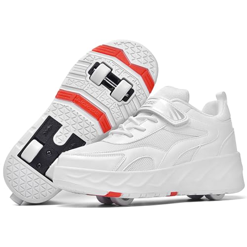 WOWEI Schuhe mit Rollen für Jungen Mädchen Skateboardschuhe Sportschuhe Rollschuhe Kinder Erwachsene 2-in-1-Multifunktionsrollschuhe Sneakers Mit Rollen Outdoorschuhe (BZX-T11, 43EU) von WOWEI