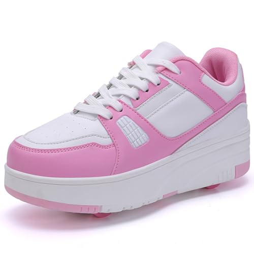 WOWEI Schuhe mit Rollen für Jungen Mädchen Skateboardschuhe Sportschuhe Rollschuhe Kinder Erwachsene 2-in-1-Multifunktionsrollschuhe Sneakers Mit Rollen Outdoorschuhe (BZX-T15, 36EU) von WOWEI